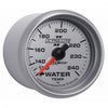 AutoMeter 4932 Ultra-Lite II 2-1/16” Water Temperature gauge, range from 120-240°F, silver face, LED lighting, analog, mechanical sending unit