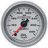 AutoMeter 4956 Ultra-Lite II 2-1/16” Oil Temperature gauge, Electrical, Digital Stepper Motor, 140-280° F, silver face, LED lighting, sold individually