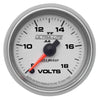 AutoMeter 4991 Ultra-Lite II 2-1/16” Voltmeter gauge, Electrical, Digital Stepper Motor, 8-18 Volts, silver face, LED lighting, sold individually