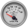 AutoMeter 4992 Ultra-Lite II 2-1/16” Voltmeter gauge, Electrical, ranges from 8-18 V, silver face, LED lighting, analog, sold individually