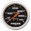 AutoMeter 5424 Pro Comp 2-5/8” Pressure gauge, liquid filled, Mechanical, range from 0-400 PSI, black face, incandescent lighting, analog
