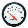 AutoMeter 5791 Phantom 2-1/16” Voltmeter gauge, Electrical, ranges from 8-18 Volts, white face, analog, sold individually
