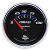 AutoMeter 6127 Cobalt 2-1/16” Oil Pressure gauge, Electrical, ranges 0-100 PSI, black face, LED lighting, analog, sold individually