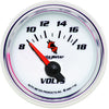 AutoMeter 7192 C2 Series 2-1/16” Voltmeter gauge, Electrical, ranges 8-18 V, white/luminescent blue face, analog, sold individually