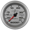 AutoMeter 7708 Ultra-Lite II 2-5/8” Boost/Vacuum Pressure gauge, ranges 0-30 in. Hg & 0-45 psi, silver face, LED lighting, analog, mechanical sending unit