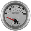 AutoMeter 7791 Ultra-Lite II 2-5/8” Voltmeter gauge, Electrical, ranges from 8-18 V, silver face, LED lighting, analog, sold individually