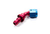 Aeroquip FCM1522 -6 Hose End, -6 Socketless Barb to -6 Female, 45 degree, lightweight aluminum, push-on, red/blue anodized, sold individually