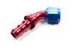 Aeroquip FCM1524 -10 Hose End, -10 Socketless Barb to -10 Female, 45 degree, lightweight aluminum, push-on, red/blue anodized, sold individually