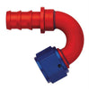 Aeroquip FCM1552 -6 Hose End, -6 Socketless Barb to -6 Female, 150 degree, lightweight aluminum, push-on, red/blue anodized, sold individually