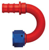 Aeroquip FCM1562 -6 Hose End, -6 Socketless Barb to -6 Female, 180 degree, lightweight aluminum, push-on, red/blue anodized, sold individually