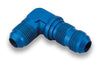 Earl’s 983303ERL AN to AN Bulkhead Fitting, -3 AN Male to -3 AN Male, 90 Degree, aluminum, blue anodized, sold individually