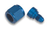 Earl’s 9892064ERL AN Reducer Fitting, -6 AN Female to -4 AN Male, straight, aluminum, two piece, Blue anodized, sold individually