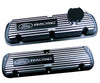 Ford M-6000-J302R Valve Covers, Aluminum, Satin Black, fits 302 EFI Mustang engines from 1986-1993, with baffle, sold as a pair