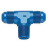 Fragola 482504 Blue AN Tee Fitting, -4 AN Male to -4 AN Male to 1/8 inch NPT Pipe on Side, aluminum, blue anodized, sold individually