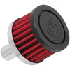 K&N 62-1020 Crankcase Vent Filter / Breather, round, push-in, 2 inch diameter, for 5/8” hole, black rubber top, red filter, sold individually