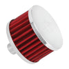 K&N 62-1160 Crankcase Vent Filter / Breather, round, push-in, 3 inch diameter, for 3/4” hole, Chrome Plated Steel top, red filter, sold individually
