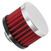 K&N 62-1320 Crankcase Vent Filter / Breather, round, push-in, 2 inch diameter, for 3/8” hole, chrome plated steel top, red filter, sold individually