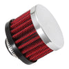 K&N 62-1330 Crankcase Vent Filter / Breather, round, clamp-on, 2 inch diameter, for 1/2” hole, chrome plated steel top, red filter, sold individually