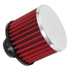 K&N 62-1490 Crankcase Vent Filter / Breather, round, push-in, 3 inch diameter, for 1-1/4” hole, chrome plated top, red filter, sold individually