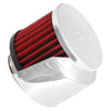 K&N 62-1513 Crankcase Vent Filter / Breather, shielded, round, clamp on, 3 inch diameter, for 1-3/8” hole, chrome top, red filter, sold individually