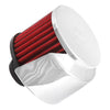 K&N 62-1516 Crankcase Vent Filter / Breather, shielded, round, push-in, 3 inch diameter, for 1-1/4” hole, chrome top, red filter, sold individually