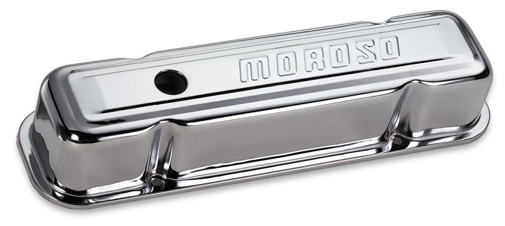 Moroso 68281 Chrome B/E Valve Covers Pontiac V8 Tall W/Baffle