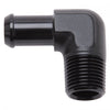 Edelbrock 8178 Heater Hose Connector Fitting, Hose Barb 5/8 in. x 1/2 in. NPT Male, 90 Degree, Black Anodized Aluminum